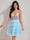 Ball Gown V-Neck Tulle Short Homecoming Dresses with Rhinestone & Tiered Ruffles