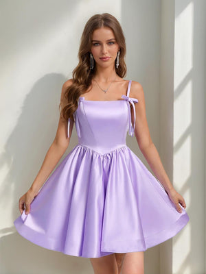 Ball Gown Square Neck Sleeveless Short/Mini Homecoming Dresses with Bow