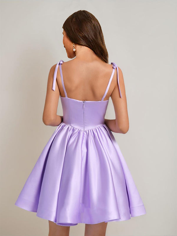 Ball Gown Square Neck Sleeveless Short/Mini Homecoming Dresses with Bow