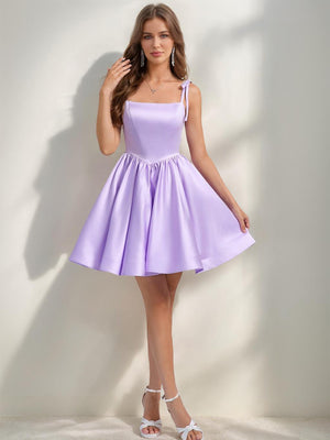 Ball Gown Square Neck Sleeveless Short/Mini Homecoming Dresses with Bow