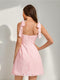 Sheath/Column Square Sleeveless Lace Mini Dresses Short Homecoming Dresses with Bow