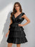 A-Line/Princess V-Neck Tulle Short/Mini Homecoming Dresses with Ruffles