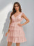 A-Line/Princess V-Neck Tulle Short/Mini Homecoming Dresses with Ruffles