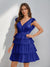 A-Line/Princess V-Neck Tulle Short/Mini Homecoming Dresses with Ruffles