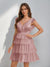 A-Line/Princess V-Neck Tulle Short/Mini Homecoming Dresses with Ruffles
