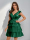 A-Line/Princess V-Neck Tulle Short/Mini Homecoming Dresses with Ruffles
