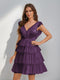 A-Line/Princess V-Neck Tulle Short/Mini Homecoming Dresses with Ruffles