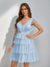 A-Line/Princess V-Neck Tulle Short/Mini Homecoming Dresses with Ruffles