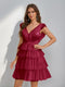 A-Line/Princess V-Neck Tulle Short/Mini Homecoming Dresses with Ruffles