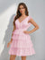 A-Line/Princess V-Neck Tulle Short/Mini Homecoming Dresses with Ruffles