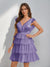 A-Line/Princess V-Neck Tulle Short/Mini Homecoming Dresses with Ruffles
