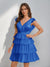 A-Line/Princess V-Neck Tulle Short/Mini Homecoming Dresses with Ruffles