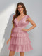 A-Line/Princess V-Neck Tulle Short/Mini Homecoming Dresses with Ruffles