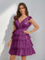 A-Line/Princess V-Neck Tulle Short/Mini Homecoming Dresses with Ruffles