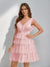 A-Line/Princess V-Neck Tulle Short/Mini Homecoming Dresses with Ruffles