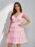 A-Line/Princess V-Neck Tulle Short/Mini Homecoming Dresses with Ruffles
