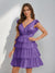 A-Line/Princess V-Neck Tulle Short/Mini Homecoming Dresses with Ruffles