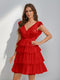 A-Line/Princess V-Neck Tulle Short/Mini Homecoming Dresses with Ruffles