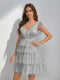 A-Line/Princess V-Neck Tulle Short/Mini Homecoming Dresses with Ruffles