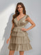 A-Line/Princess V-Neck Tulle Short/Mini Homecoming Dresses with Ruffles