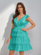 A-Line/Princess V-Neck Tulle Short/Mini Homecoming Dresses with Ruffles