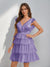 A-Line/Princess V-Neck Tulle Short/Mini Homecoming Dresses with Ruffles