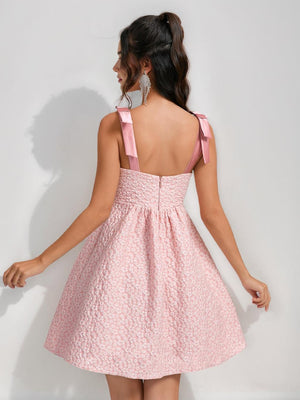 A-Line/Princess V-Neck Straps Empire Short Homecoming Dresses with Bow(s)