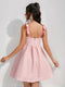 A-Line/Princess V-Neck Straps Empire Short Homecoming Dresses with Bow(s)
