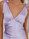 Trumpet/Mermaid V-Neck Asymmetrical Wedding Guest Dresses with Bow & Ruffles
