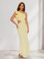 Trumpet/Mermaid One-Shoulder Long Ruched Wedding Guest Dresses with Ruffles & Flower