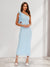 Sheath/Column One-Shoulder Tea-Length Wedding Guest Dresses with Ruffles & Cut-out