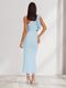 Sheath/Column One-Shoulder Tea-Length Wedding Guest Dresses with Ruffles & Cut-out