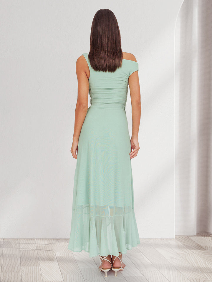 Trumpet/Mermaid Off-the-Shoulder Wedding Guest Dresses with Ruffles &amp; Split Side