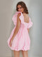 Ball Gown V-Neck Puff Sleeves Short/Mini Pleated Homecoming Dresses with Ruffles
