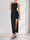 Sheath/Column Asymmetrical Neck Long Ruched Wedding Guest Dresses with Split Side