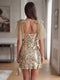 A-Line V-Neck Sleeveless Short/Mini Shiny Homecoming Dresses with Sequins