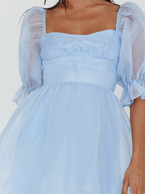 A-Line/Princess Square Half Sleeves Short Homecoming Dresses with Ruffles