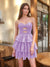 A-Line/Princess Strapless Short Homecoming Dresses with Beadings & Tiered Ruffles