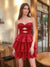 A-Line/Princess Strapless Short Homecoming Dresses with Beadings & Tiered Ruffles