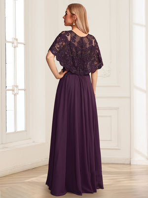 A-Line/Princess Illusion Scoop Short Sleeves Floor-Length Mother of the Bride Dresses with Sequins