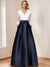 Elegant A-Line/Princess V-Neck Long Sleeves Floor Length Mother of the Bride Dresses with Pockets & Bow