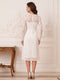 Two Piece Sheath/Column Square-Neck Long Sleeves Knee-Length Mother of the Bride Dresses with Lace