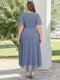 Chiffon A-Line/Princess V-Neck Short Sleeves Knee-Length Wedding Guest Dresses with Belt & Pleats