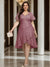 Plus Size A-Line/Princess V-Neck Short Sleeves Knee-Length Wedding Guest Dresses with Sequins & Ruffles