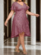 Plus Size A-Line/Princess V-Neck Short Sleeves Knee-Length Wedding Guest Dresses with Sequins & Ruffles