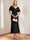 Trumpet/Mermaid V-Neck Short Ruffle Sleeves Ankle-Length Mother of the Bride Dresses with Appliques