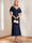 Trumpet/Mermaid V-Neck Short Ruffle Sleeves Ankle-Length Mother of the Bride Dresses with Appliques
