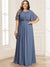 Plus Size A-Line/Princess Scoop Short Sleeves Floor-Length Mother of the Bride Dresses with Applique