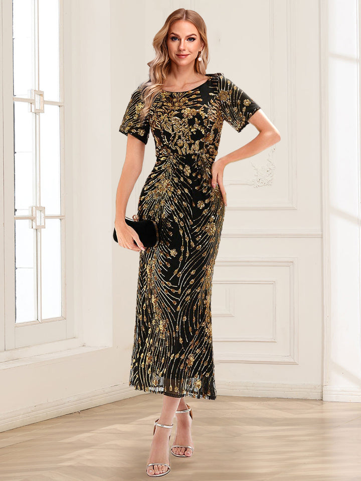 Trumpet/Mermaid Scoop Short Sleeves Ankle-Length Mother of the Bride Dresses with Sequin