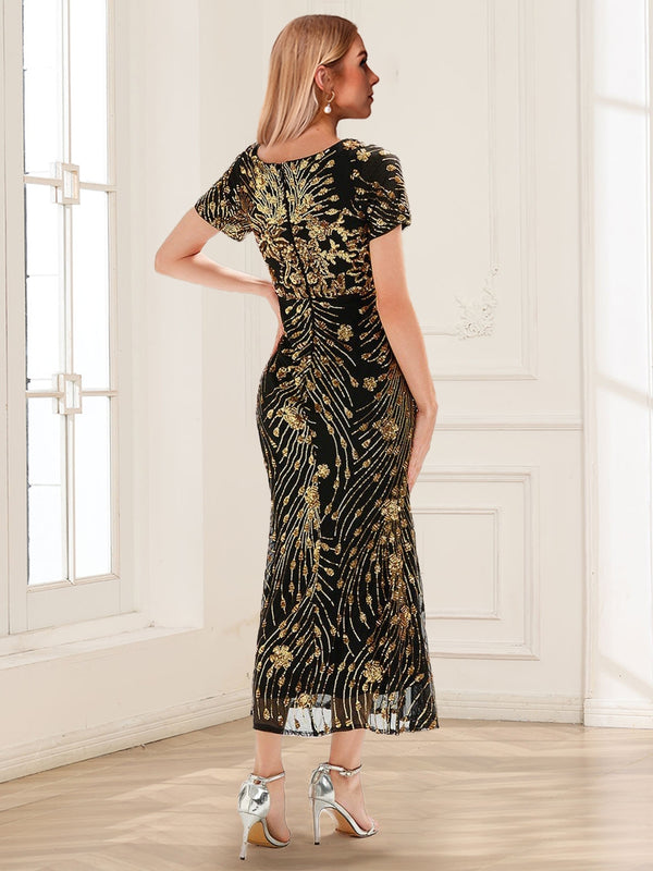 Trumpet/Mermaid Scoop Short Sleeves Ankle-Length Mother of the Bride Dresses with Sequin